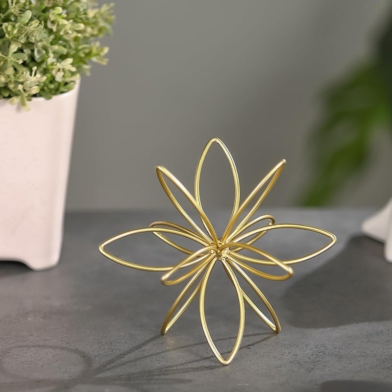 Mocome 4.25" Gold Sphere Decor, Metal Handmade Floral Decorative Sculpture, Abstract Tabletop Decorative Ball for Home Metal Sphere Decor - Image 3